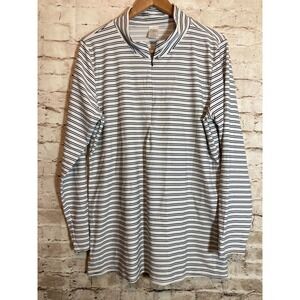 Kona Sol Rash Guard Womens XL Swim Shirt Black White Striped Quarter Zip